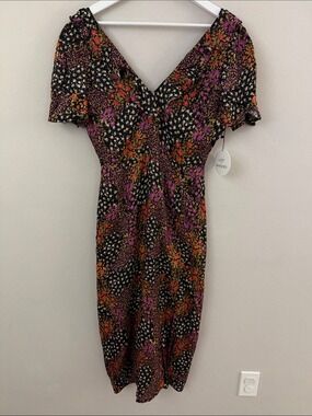 Lost + Wander Black Floral Midi Dress